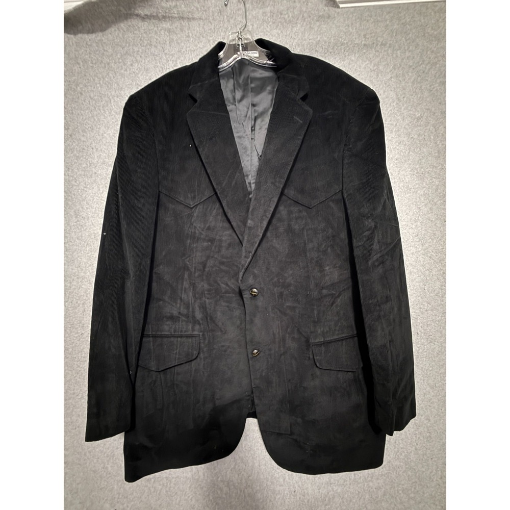 Cordovan & Grey Sport Coat Men 48L Black Corduroy Western Blazer Elbow Patch NWT